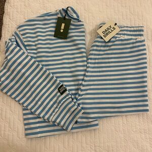 Daily Drills Blue and White Striped Set